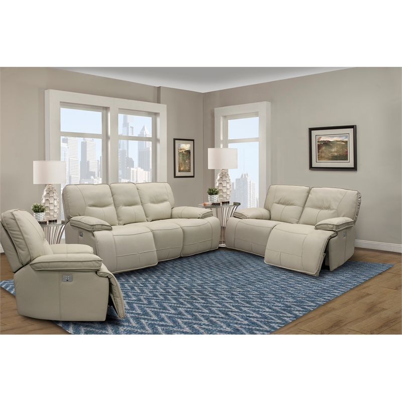 Pemberly Row Contemporary Fabric Oyster Power Recliner Two Pack