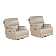 Pemberly Row Contemporary Linen Cordless Power Recliner Two Pack