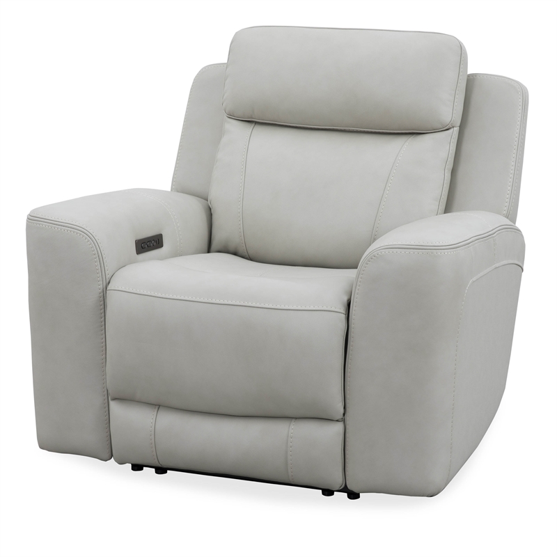 Pemberly Row Contemporary Leather Stone Power Recliner Two Pack