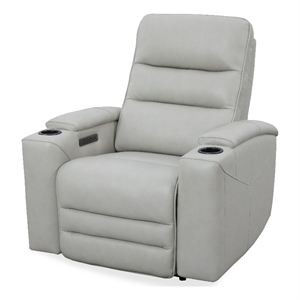Pemberly Row Contemporary Leather Stone Power Zero Gravity Recliner
