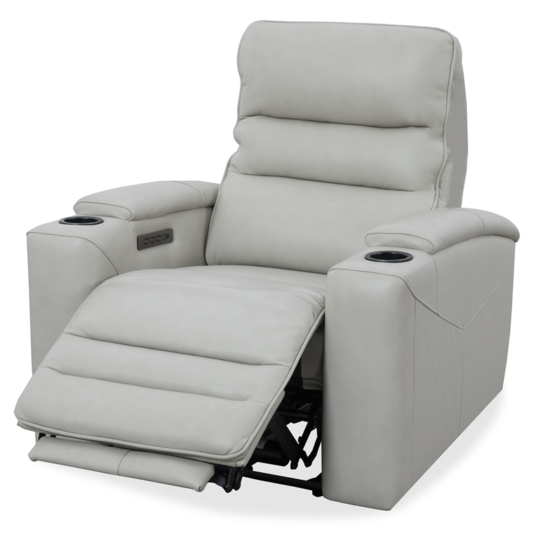 Pemberly Row Contemporary Leather Stone Power Zero Gravity Recliner