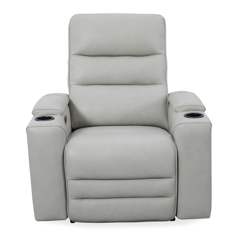 Pemberly Row Contemporary Leather Stone Power Zero Gravity Recliner