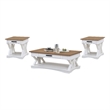 Pemberly Row Contemporary Cotton Cocktail Table with 2 End Tables