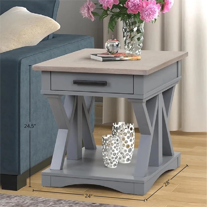 Pemberly Row Contemporary Dove Cocktail Table with 2 End Tables