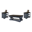 Pemberly Row Contemporary Denim Cocktail Table with 2 Chairside Tables