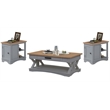 Pemberly Row Contemporary Dove Cocktail Table with 2 Chairside Tables