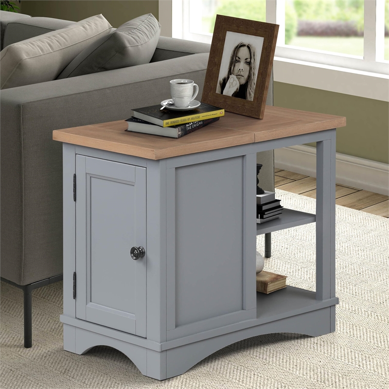 Pemberly Row Contemporary Dove Cocktail Table with 2 Chairside Tables