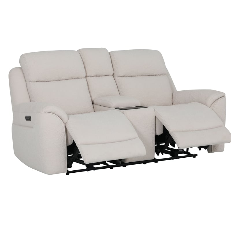 Pemberly Row Contemporary Lenox Bone Power Tilt Console Loveseat P3