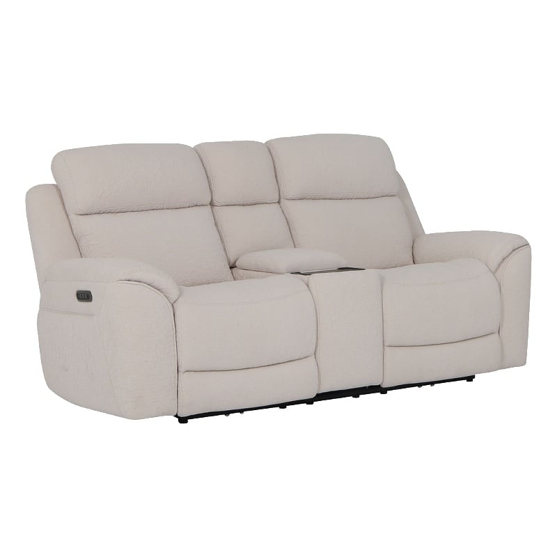 Pemberly Row Contemporary Lenox Bone Power Tilt Console Loveseat P3