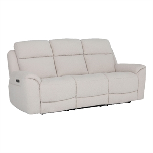 Pemberly Row Contemporary Fabric Lenox Bone Finish Power Sofa P3