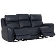 Pemberly Row Contemporary Leather Opulent Navy Power Sofa P3