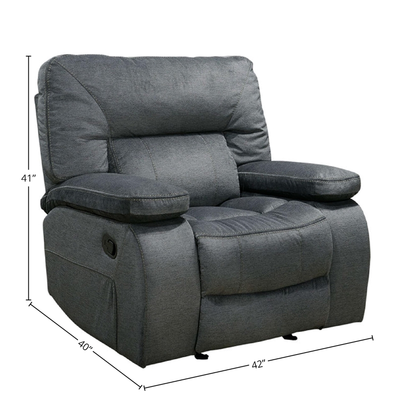 Pemberly Row Contemporary Fabric Glider Recliner Two Pack in Gray