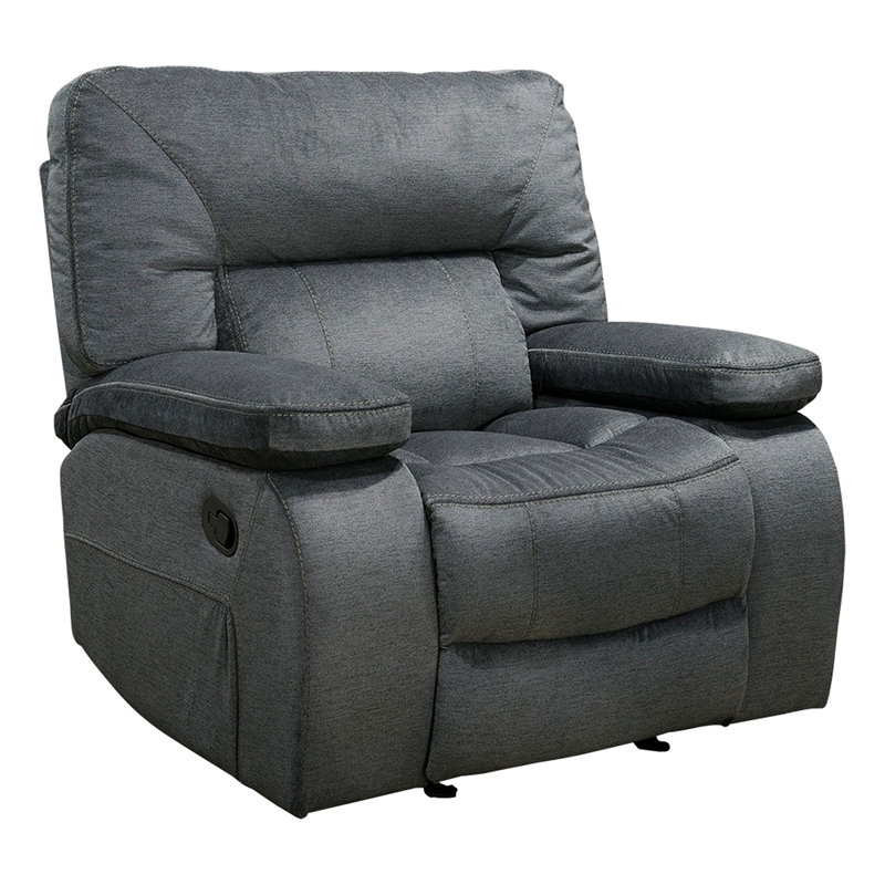 Pemberly Row Contemporary Fabric Glider Recliner Two Pack in Gray