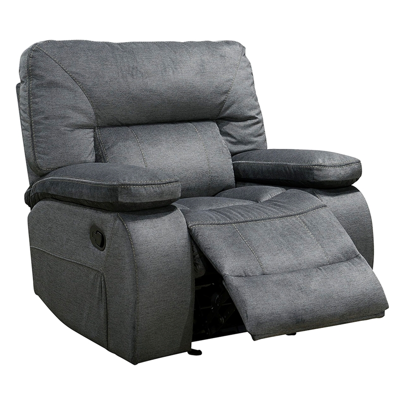 Pemberly Row Contemporary Fabric Glider Recliner Two Pack in Gray