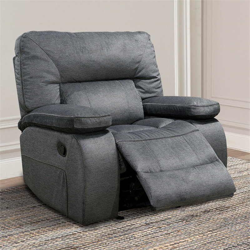 Pemberly Row Contemporary Fabric Glider Recliner Two Pack in Gray