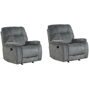 Pemberly Row Contemporary Shadow Grey Glider Recliner Two Pack