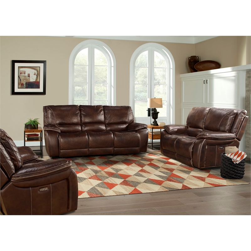 Pemberly Row Contemporary Burnt Sienna Power Recliner Two Pack