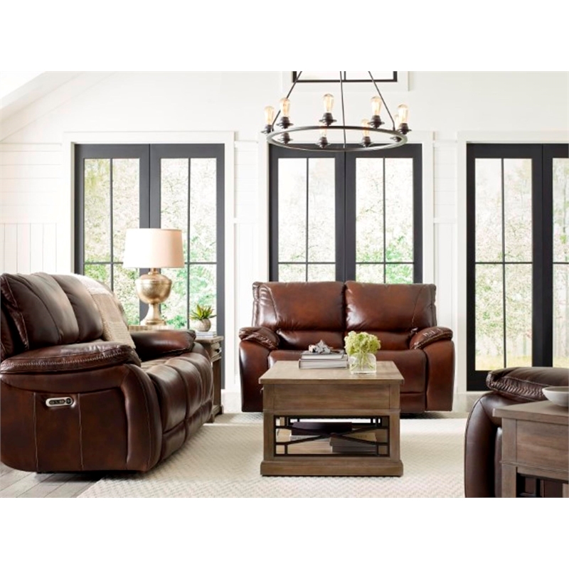 Pemberly Row Contemporary Burnt Sienna Power Recliner Two Pack