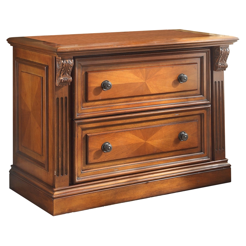 Pemberly Row 2 Drawers Lateral Brown Wood Filing Cabinet Easy Assembly