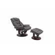 Pemberley Row Leather Gray Manual Reclining Swivel Chair with Ottoman 33.5