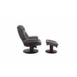 Pemberley Row Leather Gray Manual Reclining Swivel Chair with Ottoman 33.5