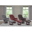 Pemberley Row Leather Gray Manual Reclining Swivel Chair with Ottoman 33.5