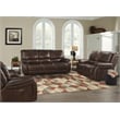 Pemberly Row Transitional Leather Power Sofa in Burnt Sienna
