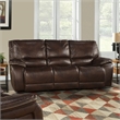 Pemberly Row Transitional Leather Power Sofa in Burnt Sienna