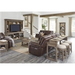 Pemberly Row Transitional Leather Power Sofa in Burnt Sienna