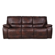 Pemberly Row Transitional Leather Power Sofa in Burnt Sienna