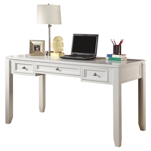 Pemberly Row 57&quot Transitional Wood Writing Desk in Cottage White