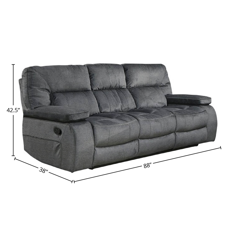 Pemberly Row Polyester Manual Drop Down Console Sofa in Gray