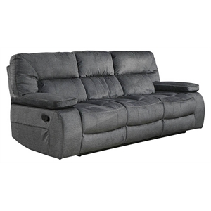 Pemberly Row Polyester Manual Drop Down Console Sofa in Gray