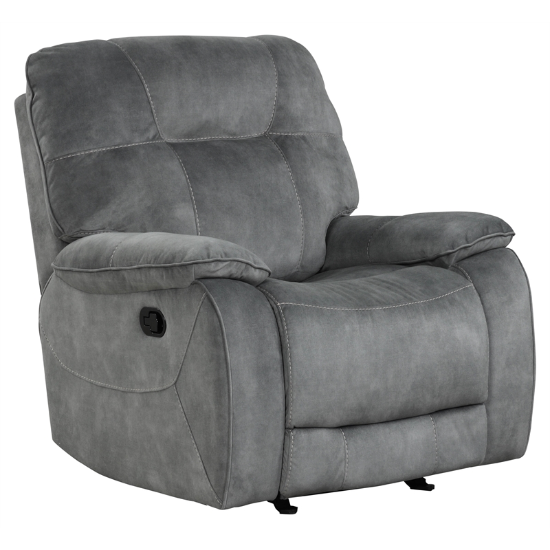 Pemberly Row Transitional Polyester Manual Recliner in Shadow Gray