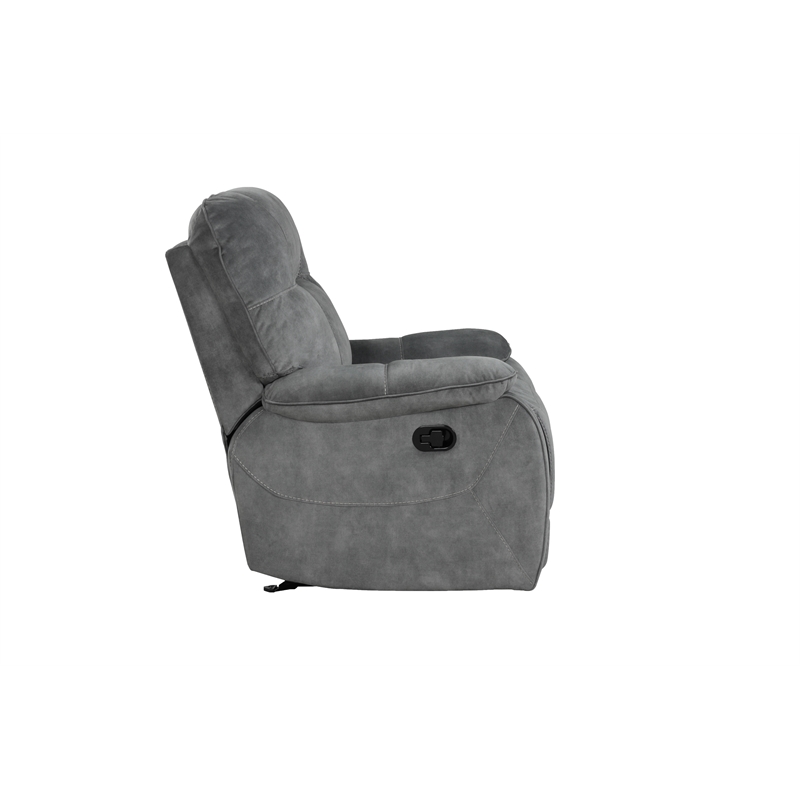 Pemberly Row Transitional Polyester Manual Recliner in Shadow Gray
