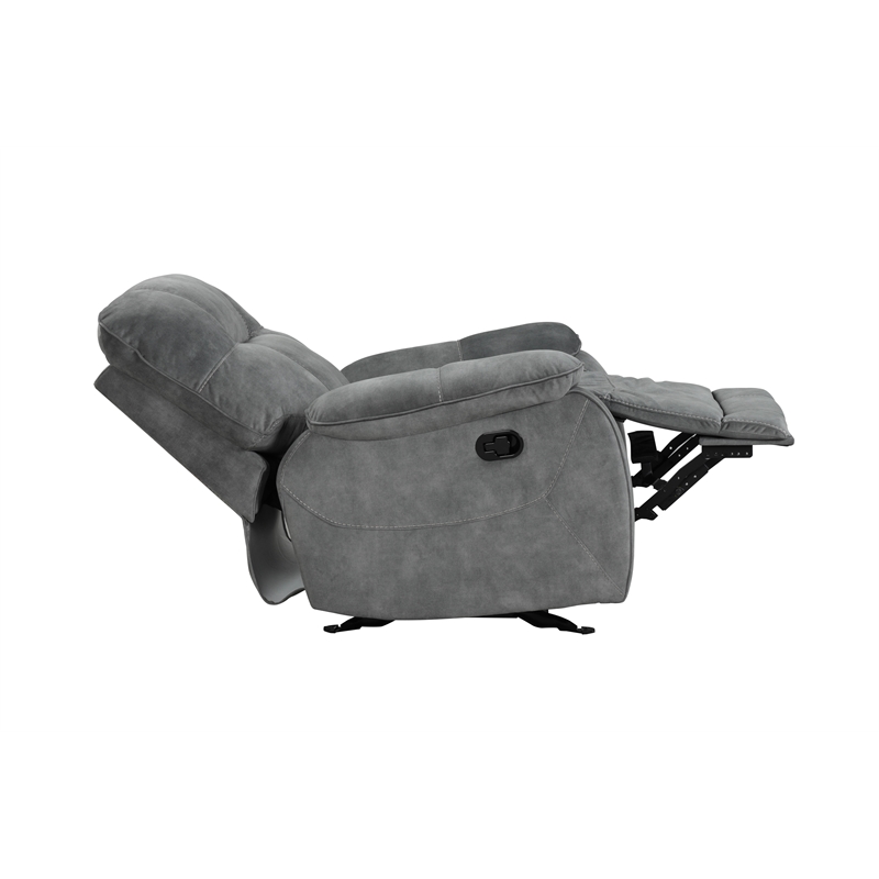 Pemberly Row Transitional Polyester Manual Recliner in Shadow Gray
