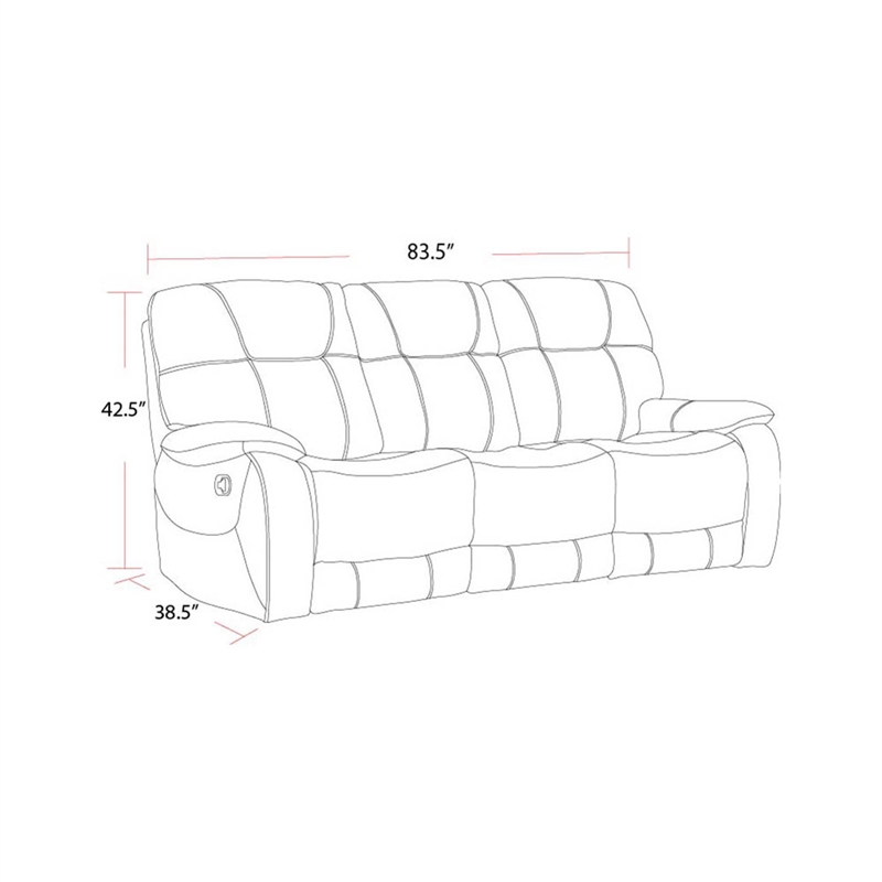 Pemberly Row Polyester Manual Triple Reclining Sofa in Shadow Gray