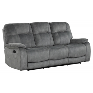 Pemberly Row Polyester Manual Triple Reclining Sofa in Shadow Gray