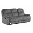 Pemberly Row Polyester Manual Triple Reclining Sofa in Shadow Gray