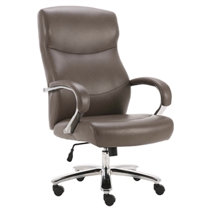 Pemberly Row 50.5&quot Transitional Polyester/PU Heavy Duty Desk Chair in Brown