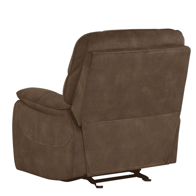 Pemberly Row Transitional Polyester Manual Recliner in Shadow Brown
