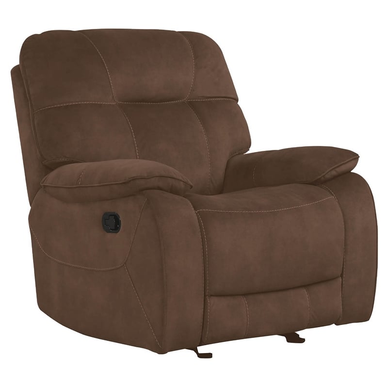 Pemberly Row Transitional Polyester Manual Recliner in Shadow Brown