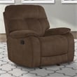 Pemberly Row Transitional Polyester Manual Recliner in Shadow Brown