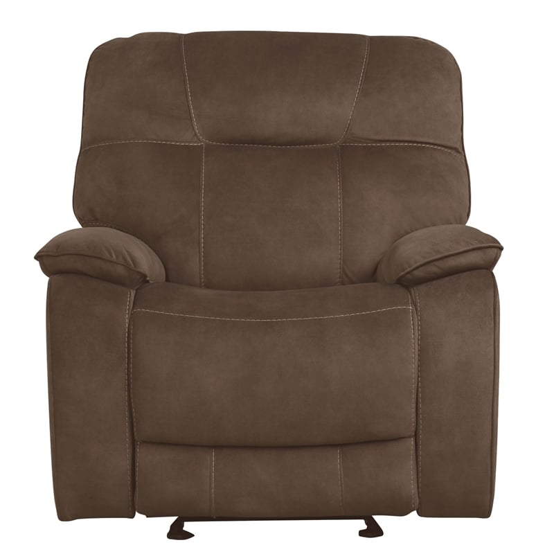 Pemberly Row Transitional Polyester Manual Recliner in Shadow Brown
