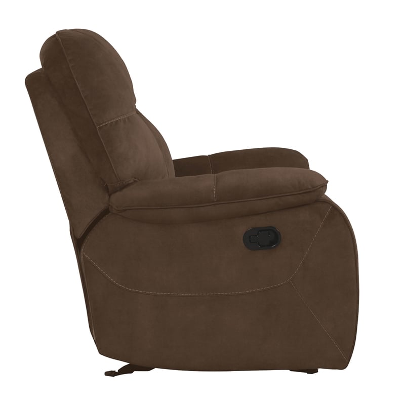 Pemberly Row Transitional Polyester Manual Recliner in Shadow Brown
