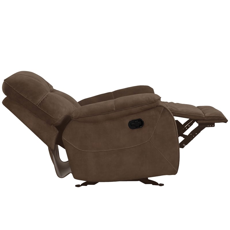 Pemberly Row Transitional Polyester Manual Recliner in Shadow Brown
