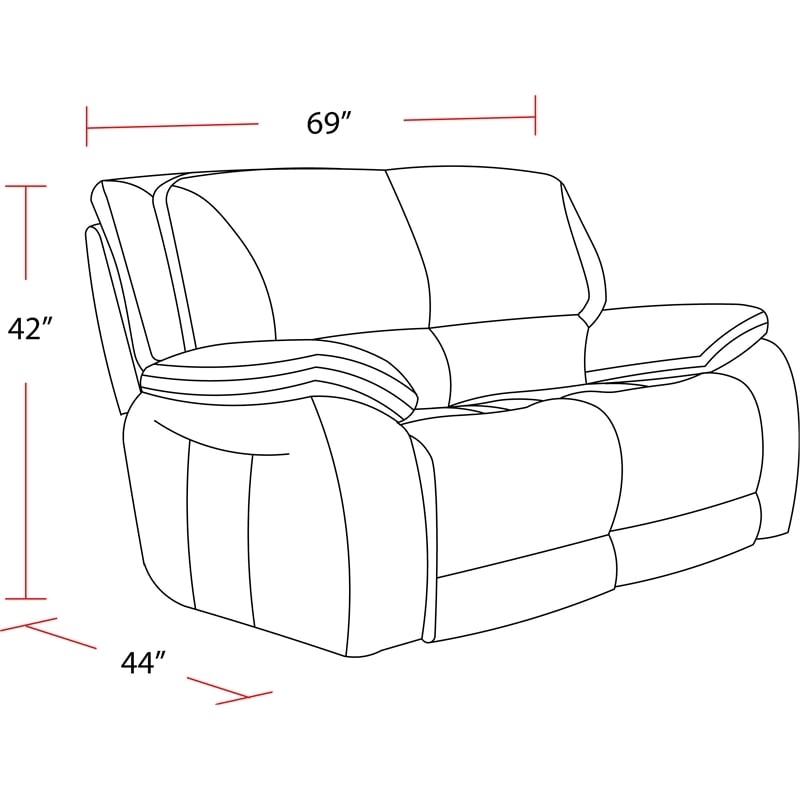 Pemberly Row Transitional Leather Power Loveseat in Burnt Sienna