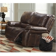 Pemberly Row Transitional Leather Power Loveseat in Burnt Sienna