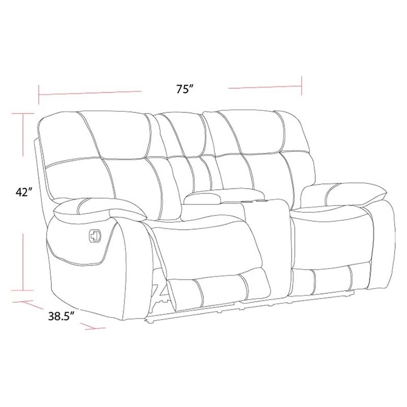Pemberly Row Polyester Manual Console Loveseat in Shadow Gray