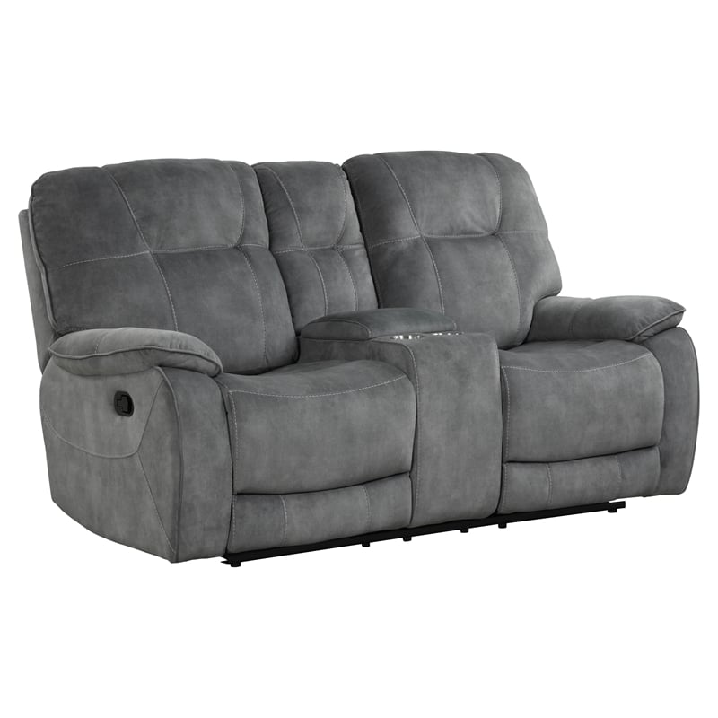 Pemberly Row Polyester Manual Console Loveseat in Shadow Gray